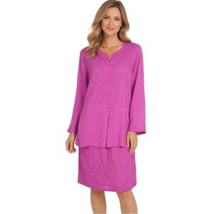 Vintage Sue Brett Silk Kurta Style 2 Piece Skirt Set Tunic Top Size Large